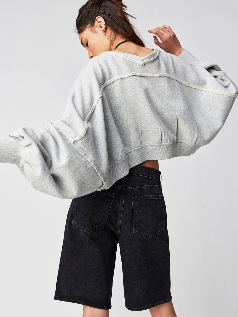 Free People Shrug It Off Sweatshirt Heather Grey Size L